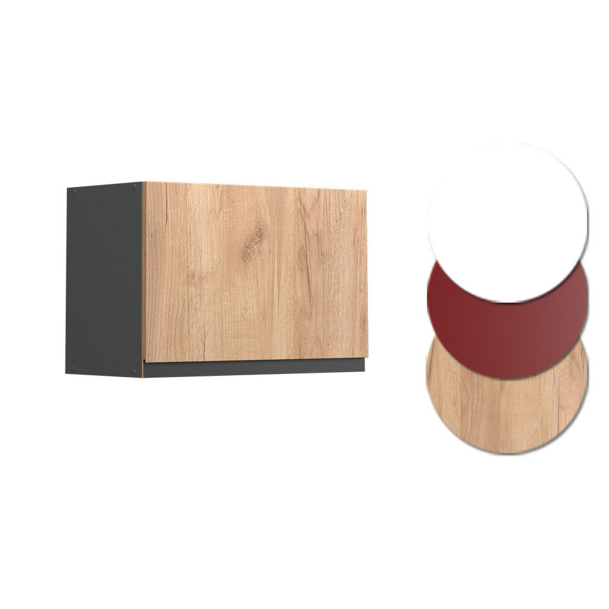 HÄNGESCHRANK R-Line Goldkraft Eiche 60 cm J-Shape, flach - Anthrazit/Eiche Wotan, Holzwerkstoff (60/40/31cm) - Vicco