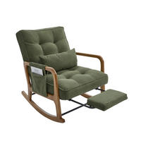 SCHAUKELSTUHL Relaxsessel mit Fußstütze,verstellbarer Rückenlehne,Cord,Grün - Grün, Textil (70/92/80cm) - LVHOM