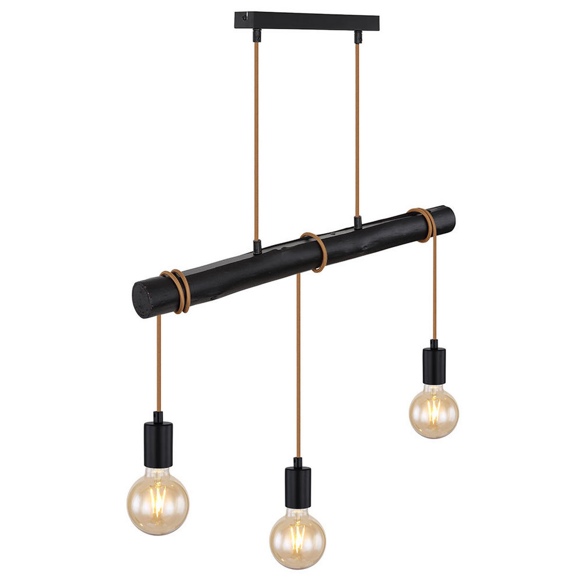 HÄNGELEUCHTE Holz Schwarz GREGOR - Schwarz, Holz (60/5/120cm) - Globo Lighting