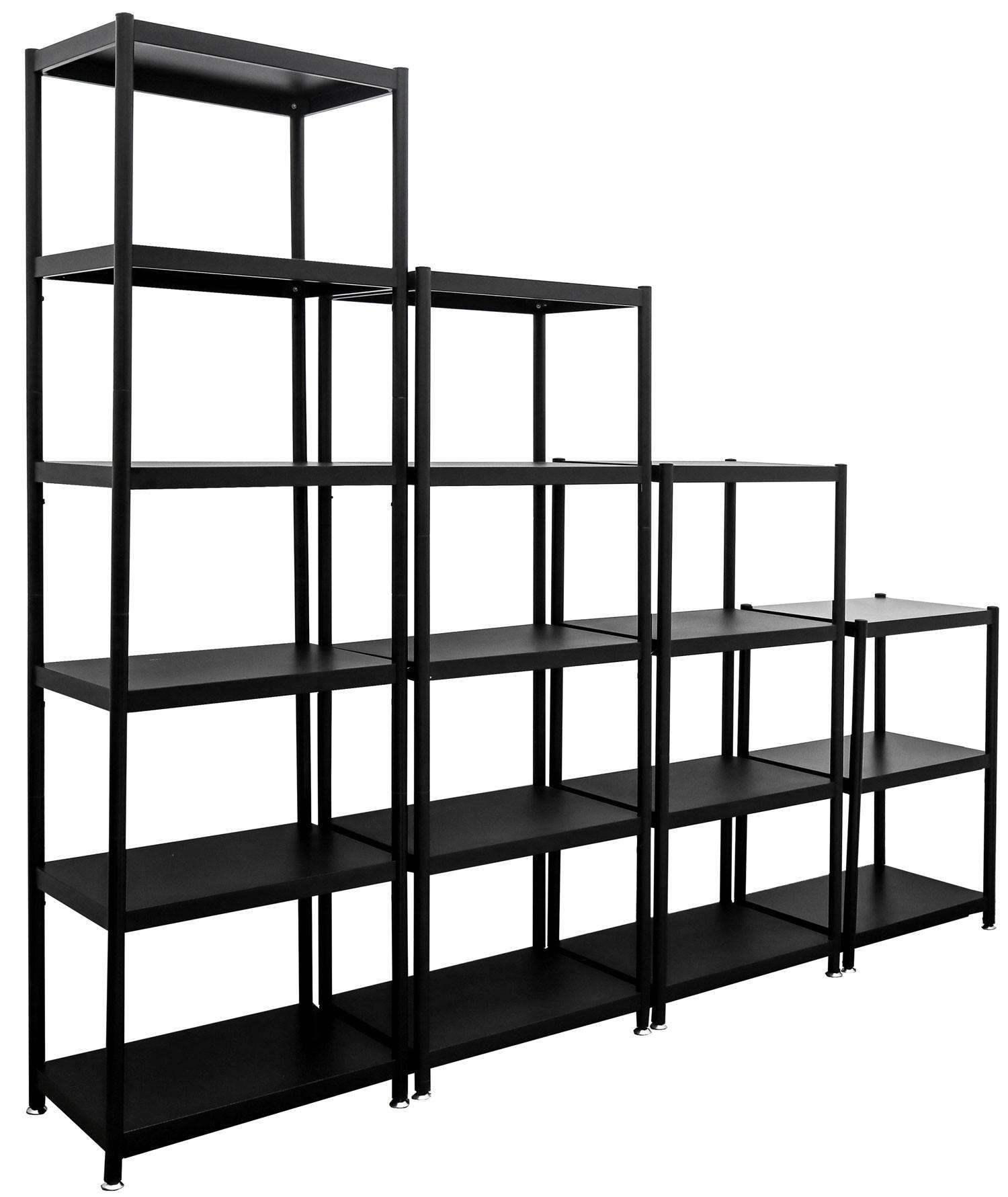 METALLREGAL 244/41/210 cm mit 3-6 Ebenen, Schwarz - Schwarz, Metall (41/210/61cm) - shelfr