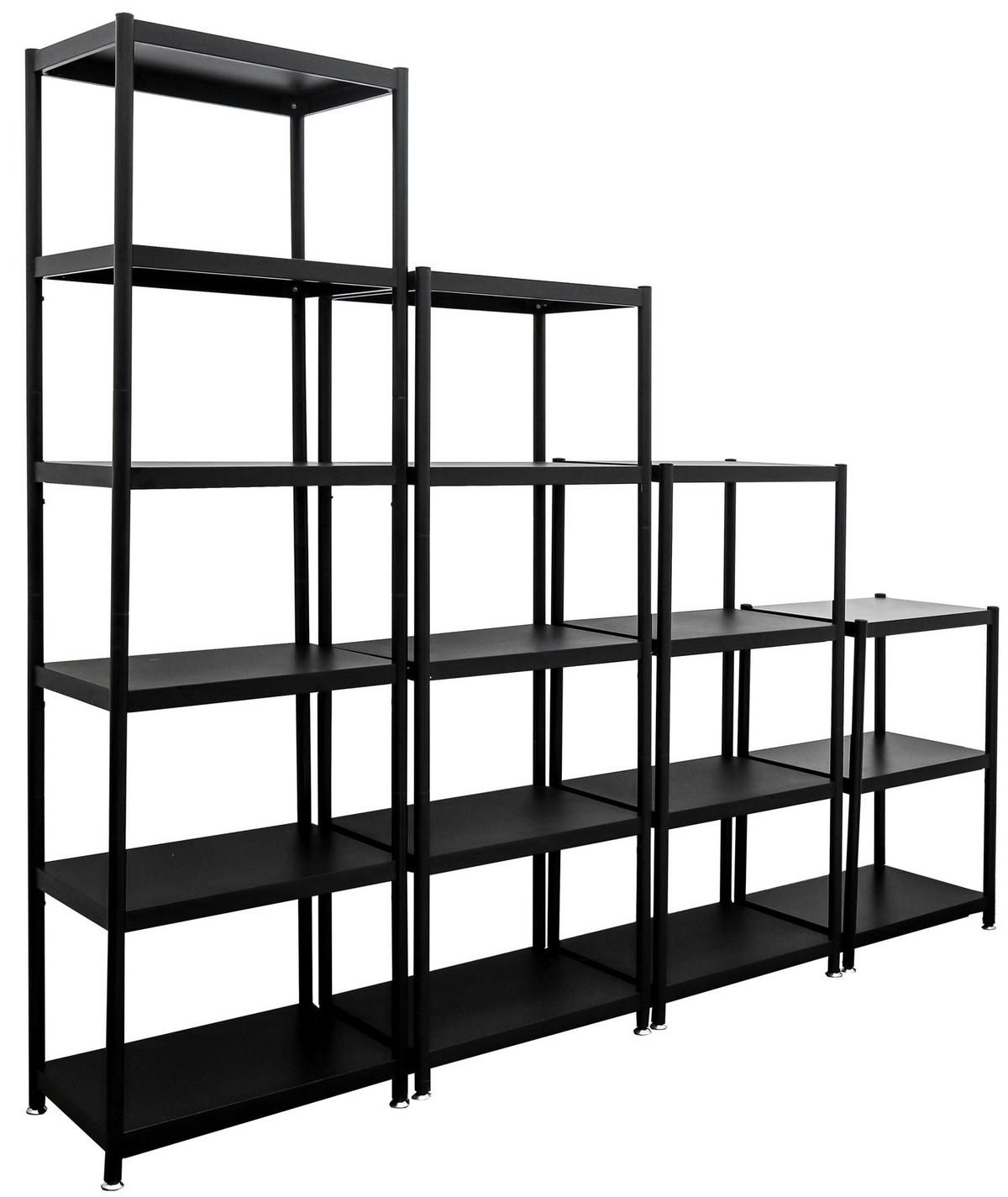 METALLREGAL 244/41/210 cm mit 3-6 Ebenen, Schwarz - Schwarz, Metall (41/210/61cm) - shelfr
