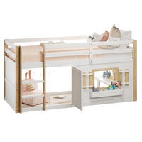 ETAGENBETT 90/200 cm weiß aus Massivholz mit Leiter und Spielfläche - Weiß, Holzwerkstoff (90/200cm) - OKWISH