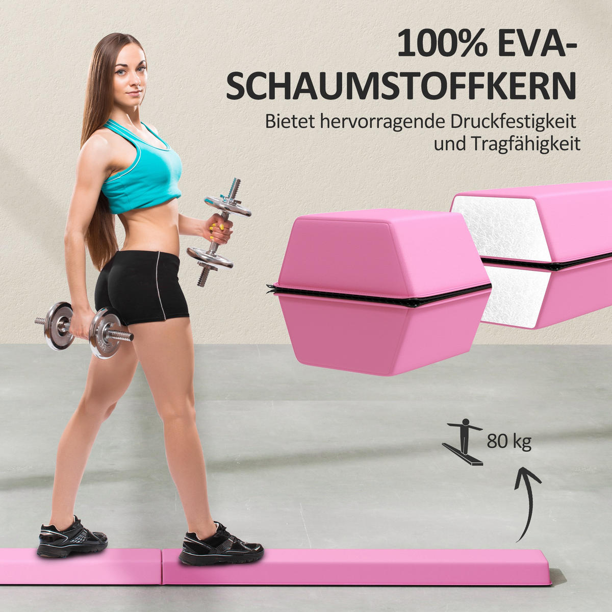 SCHWEBEBALKEN Karina Rot faltbar 2.4 m - Rot, Kunststoff (236/15/6.5cm) - Jamb