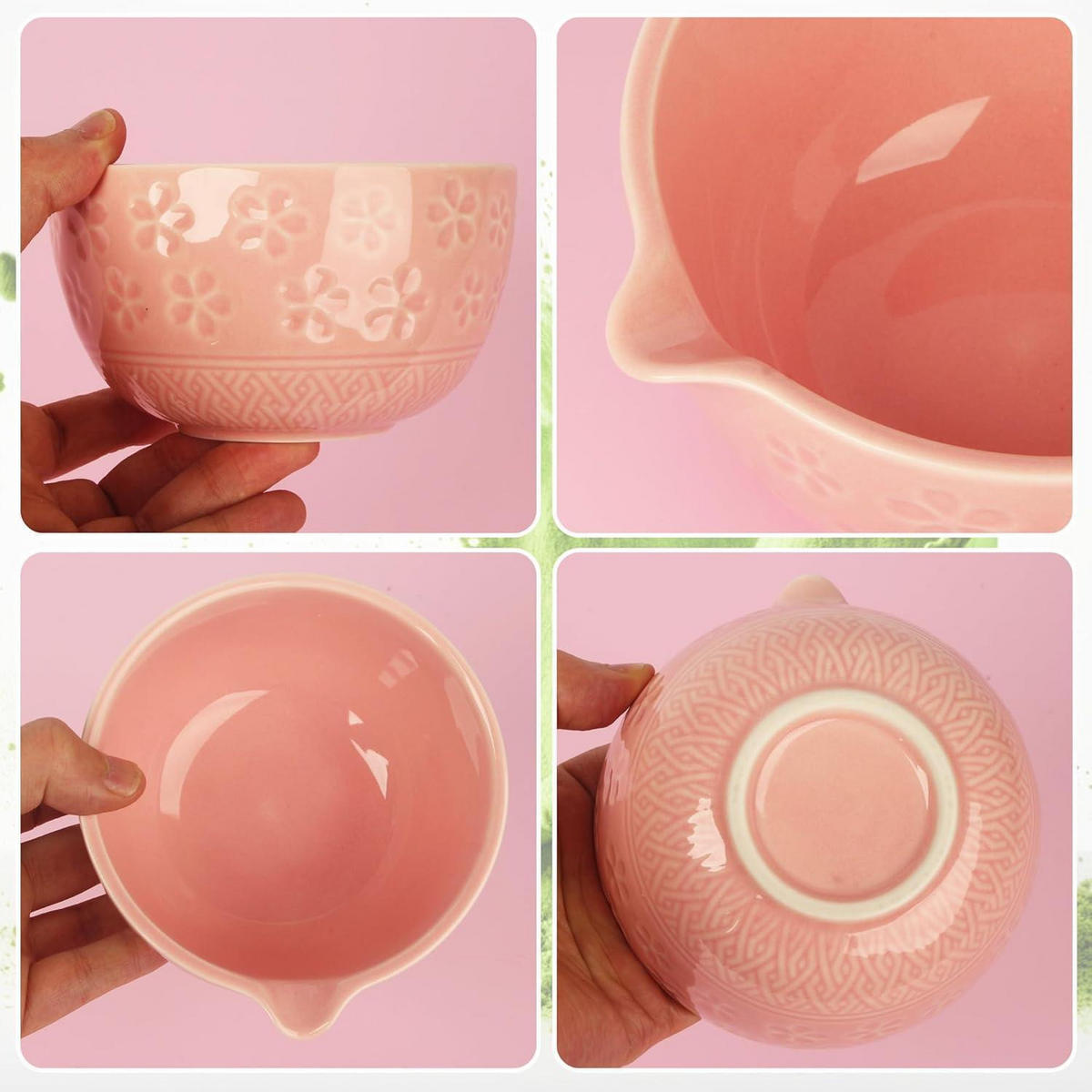 MATCHA Set 8-teilig Rosa Keramik Bambus - Rosa, Keramik (20.5/10.8/30cm)