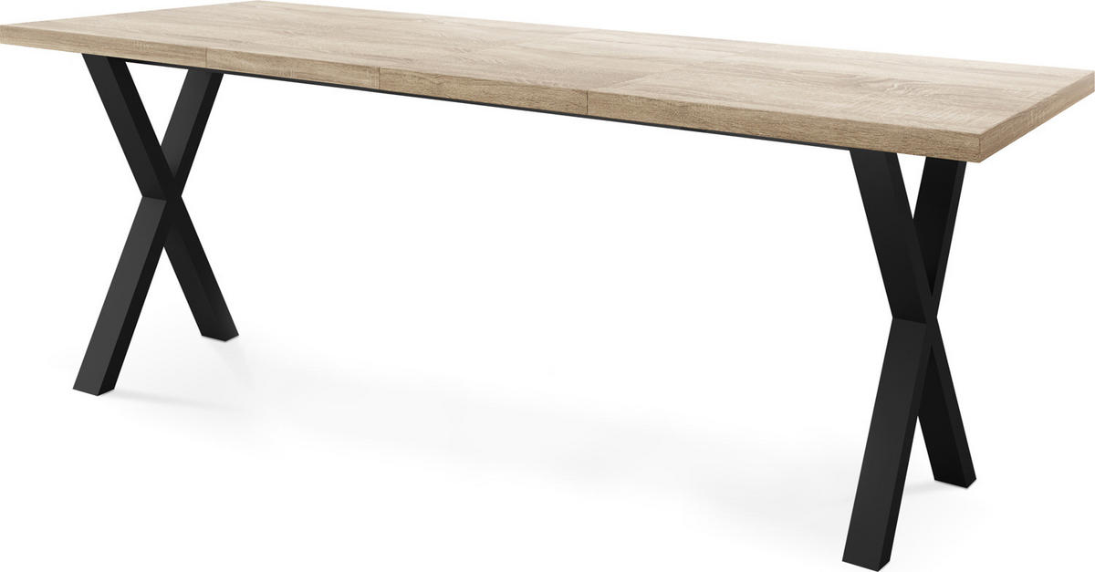 ESSTISCH Blake rechteckig ausziehbar, Sonoma Eiche 120-220/80/76 cm - Schwarz/Sonoma Eiche, Holzwerkstoff/Metall (120/80/76cm) - WFL GROUP