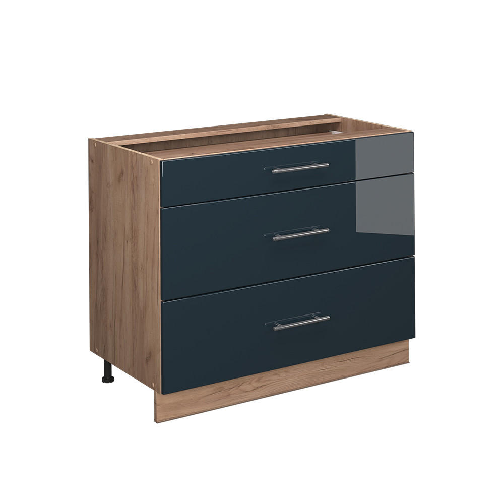 K&Ouml;KSUNDERSK&Aring;P Fame-Line, M&ouml;rkbl&aring; h&ouml;gblank/Goldkraft ek, 100 cm utan b&auml;nkskiva M&ouml;rkbl&aring;, Ekf&auml;rgad 82/100/51.6 cm