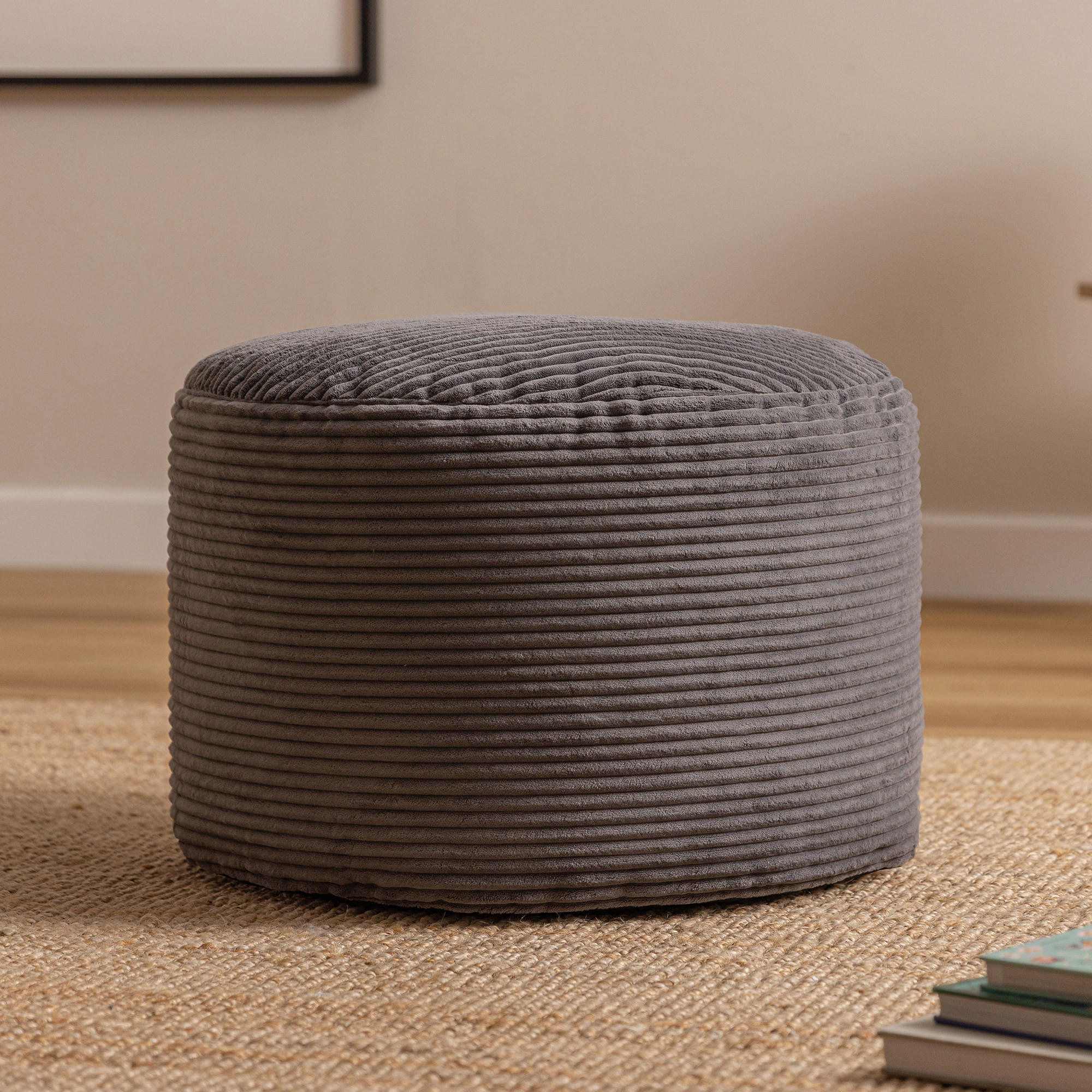 SITZPOUF Rund Milano - Schieferfarben/Anthrazit, Textil (55/35/55cm) - icon