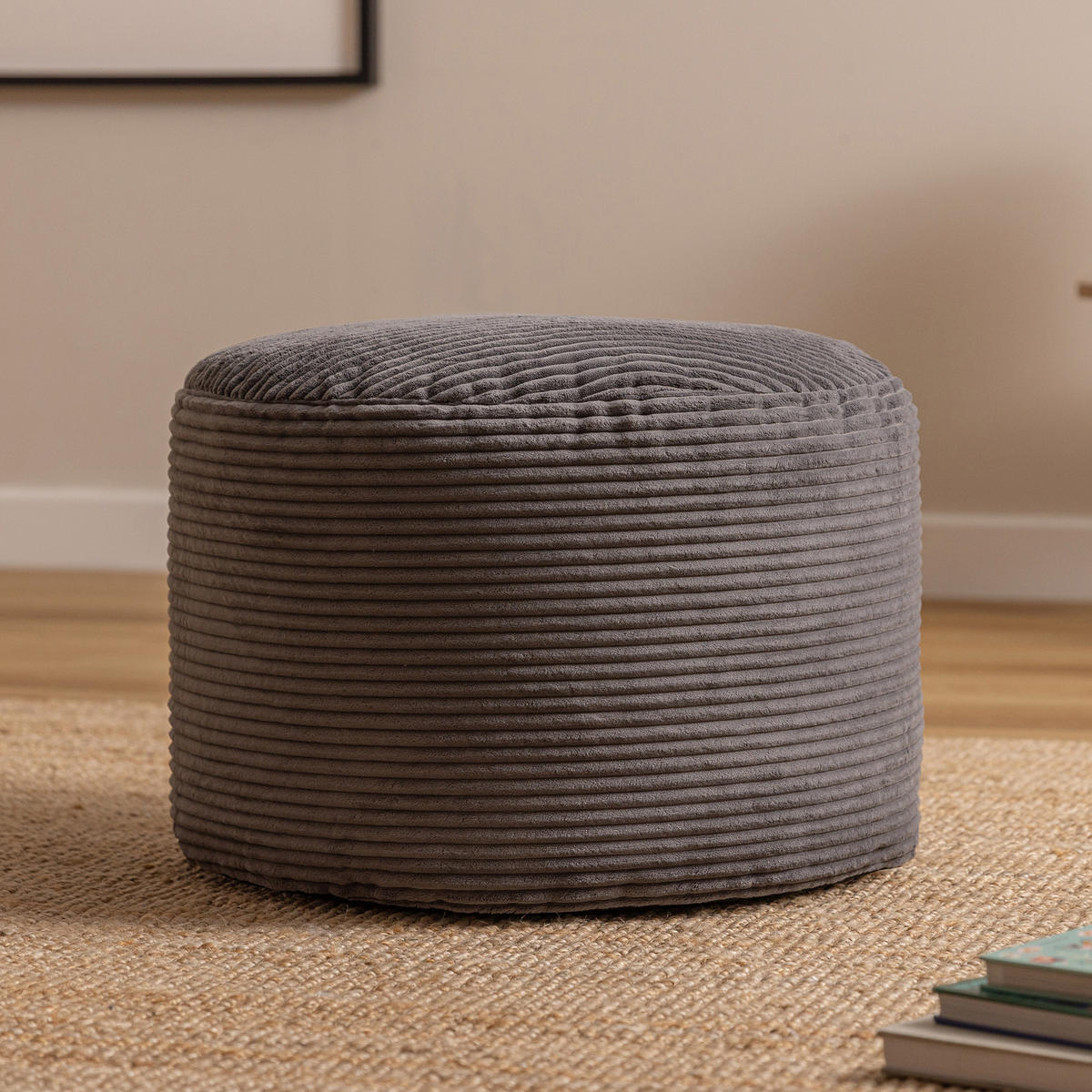 SITZPOUF Rund Milano - Schieferfarben/Anthrazit, Textil (55/35/55cm) - icon