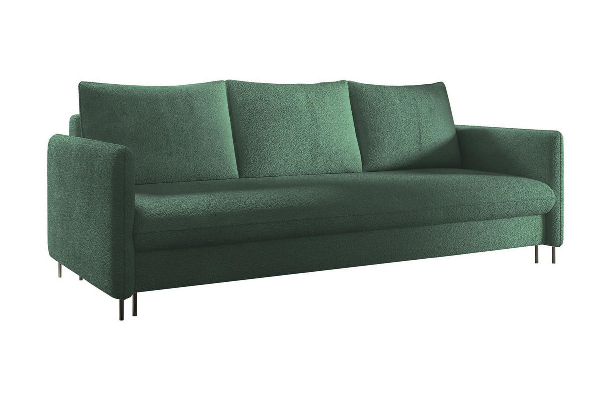 SCHLAFSOFA Belis Boucle in Grün - Grün, Holzwerkstoff/Textil (216/95/91cm) - Bettso