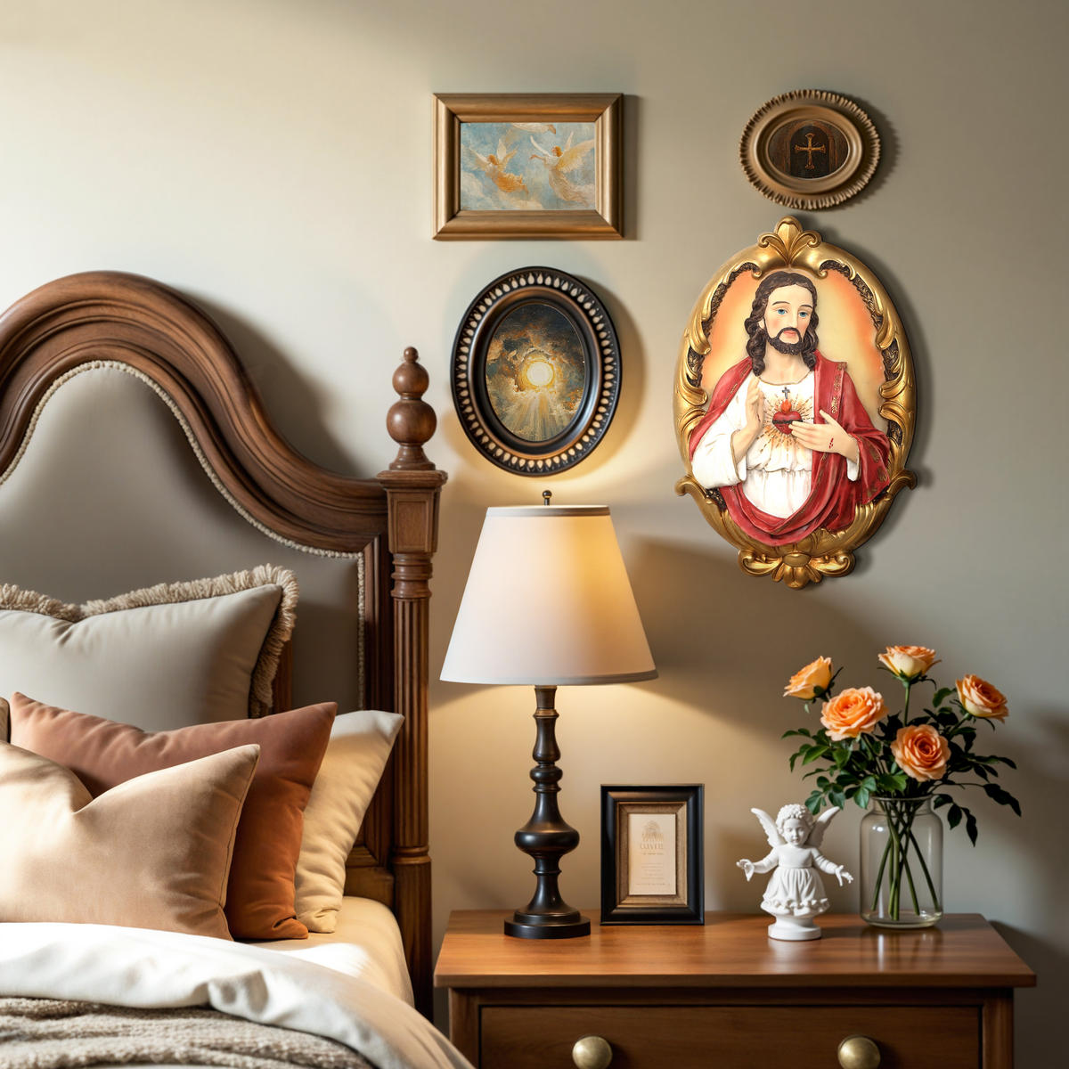 WANDDEKOR Heiligstes Herz Jesu, Symbol der Liebe | B26.5 x T8 x H40.5 cm - Multicolor, Kunststoff (26.5/40.5/8cm) - Hometopia