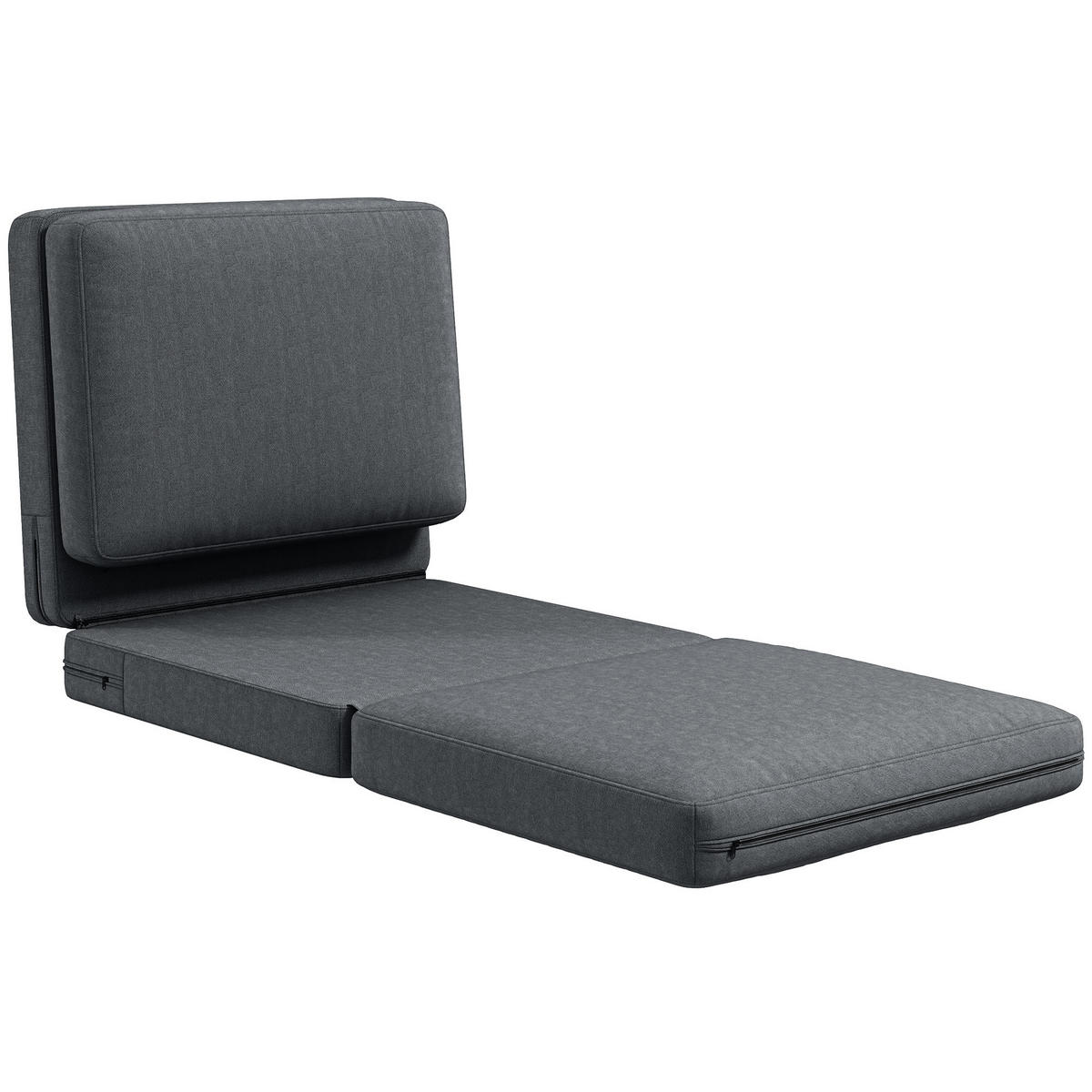 FALTBARER BODENSESSEL DE-06471 wandelbares Polstersofa, inkl. Kissen Dunkelgrau - Dunkelgrau, Holz/Textil (75/18/268cm) - ComfortXL