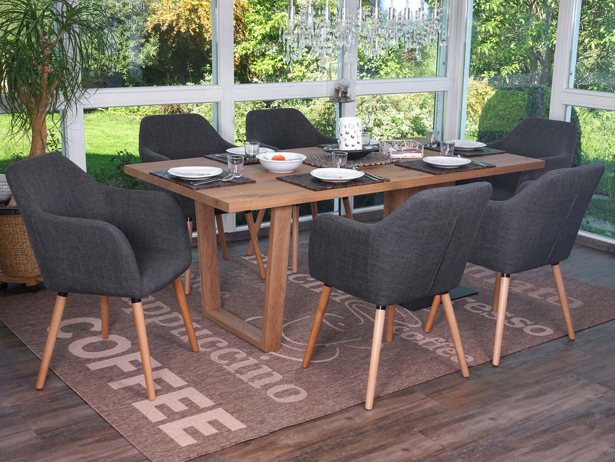 ESSZIMMERSTUHL Grau, Schwarz 6er-Set - Schwarz/Grau, Textil (58/88/64cm) - MCW