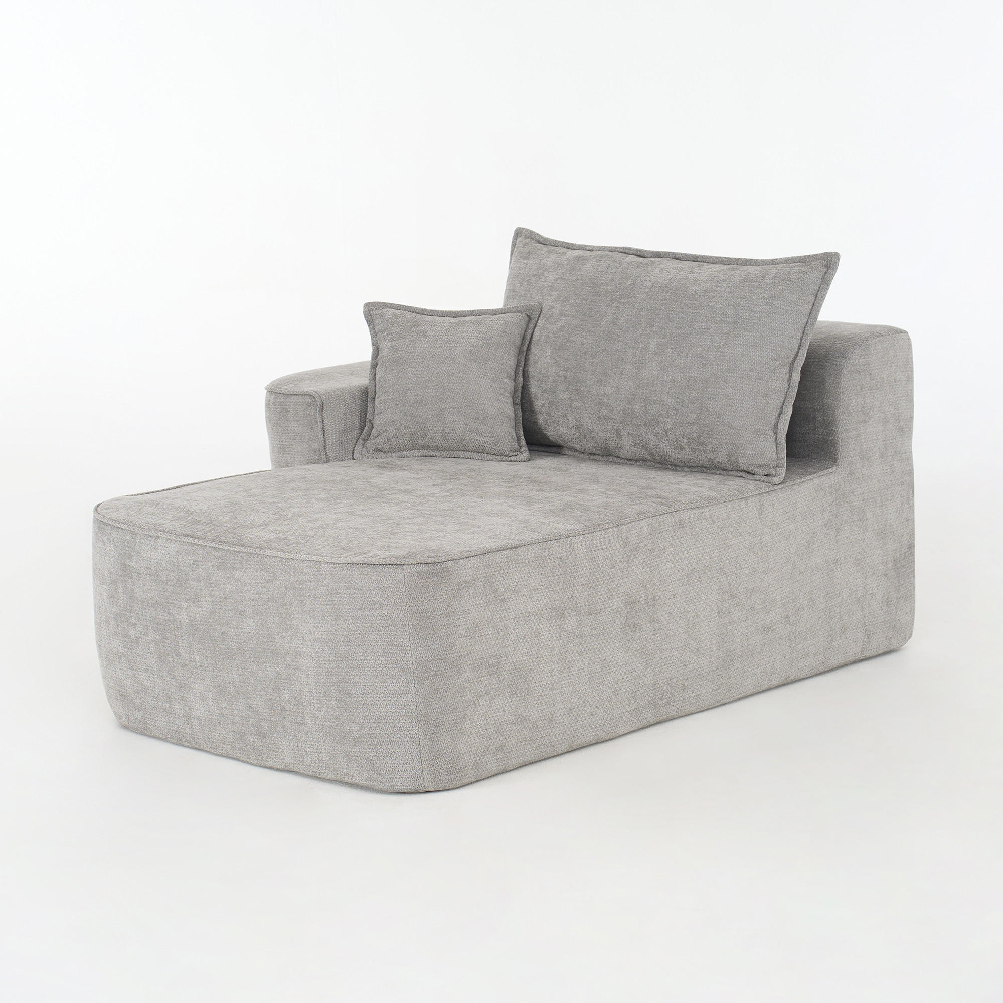 2-SITZER Sofa,Chaiselongue Sofa mit Kissen & Seitentaschen, , Grau - Grau, Textil (144/65/112cm)