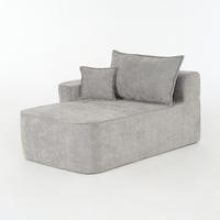 2-SITZER Sofa,Chaiselongue Sofa mit Kissen & Seitentaschen, , Grau - Grau, Textil (144/65/112cm)