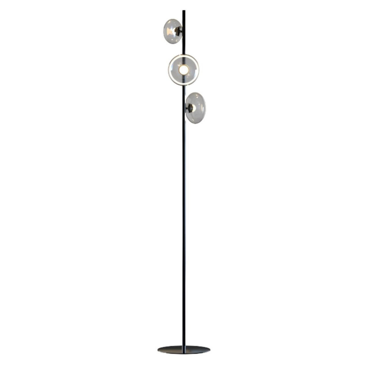 STEHLEUCHTE Rafaelli, Schwarz und rauchgrau, 160cm - Grau, Glas (160/160/160cm) - KOSILUM