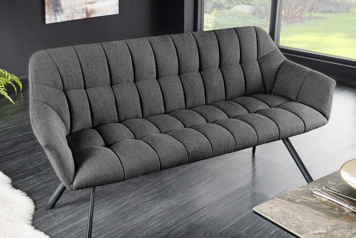 SITZBANK PAPILLON Flachgewebe Metall Anthrazit 165 cm - Schwarz/Grau, Textil/Metall (165/85/65cm) - riess-ambiente