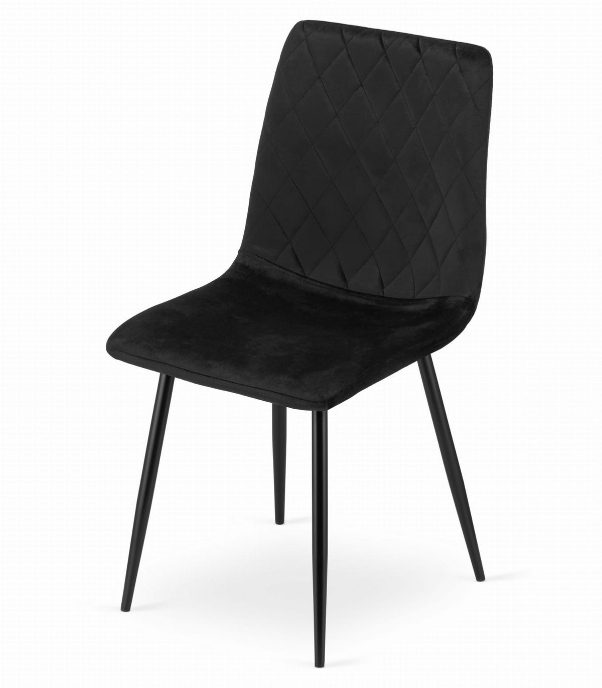 STUHL SCANNO 6-er Set, Schwarz, mit Samtstoff gepolstert - Schwarz, Textil/Metall (45/89/53cm) - Komodee