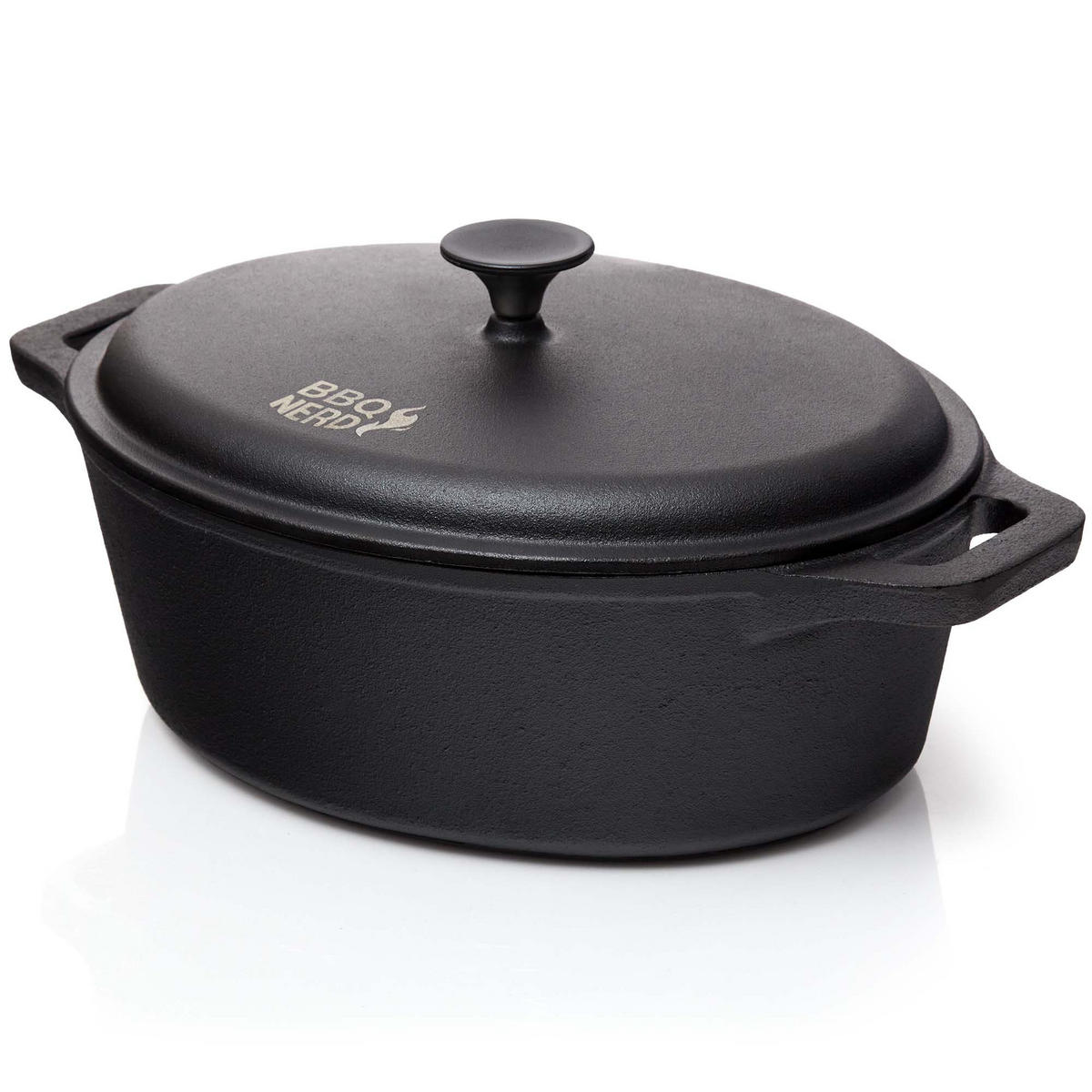 BRÄTER Gusseisen oval, 33x26cm 6,4L Topf Cocotte Gusstopf - Schwarz, Metall (28/14/40cm) - BBQ Nerd