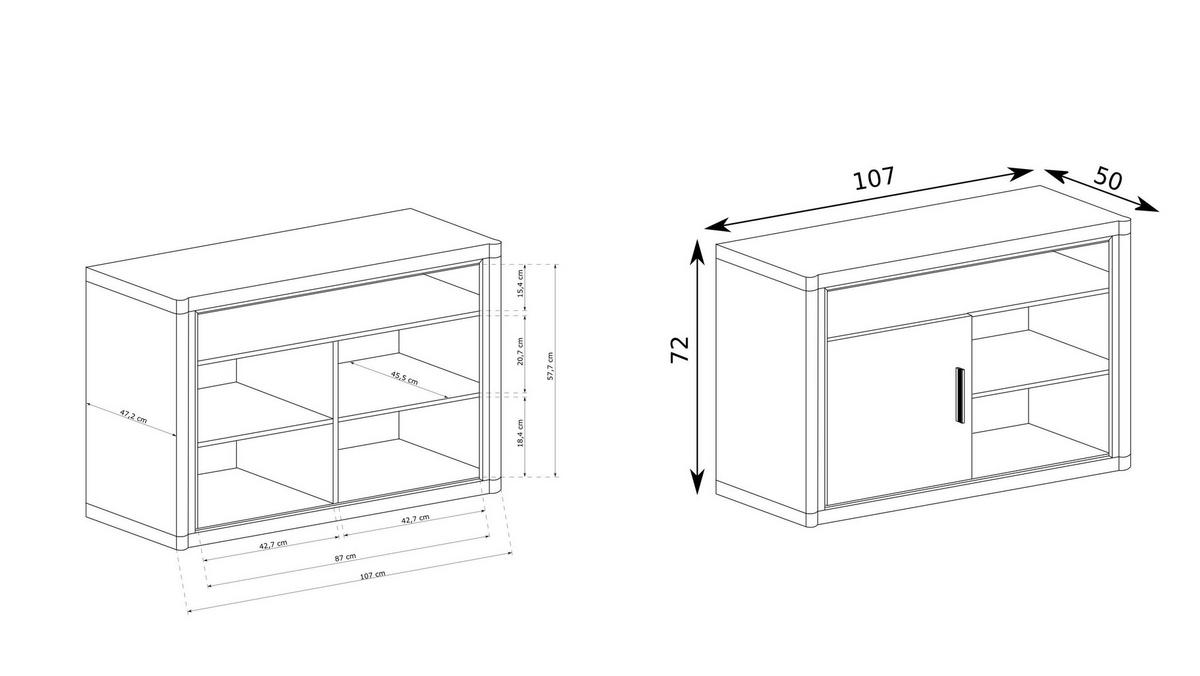 LOWBOARD MALAGA 107/72/50 cm, Braun - Braun, Holzwerkstoff (107/72/50cm) - MASSENO