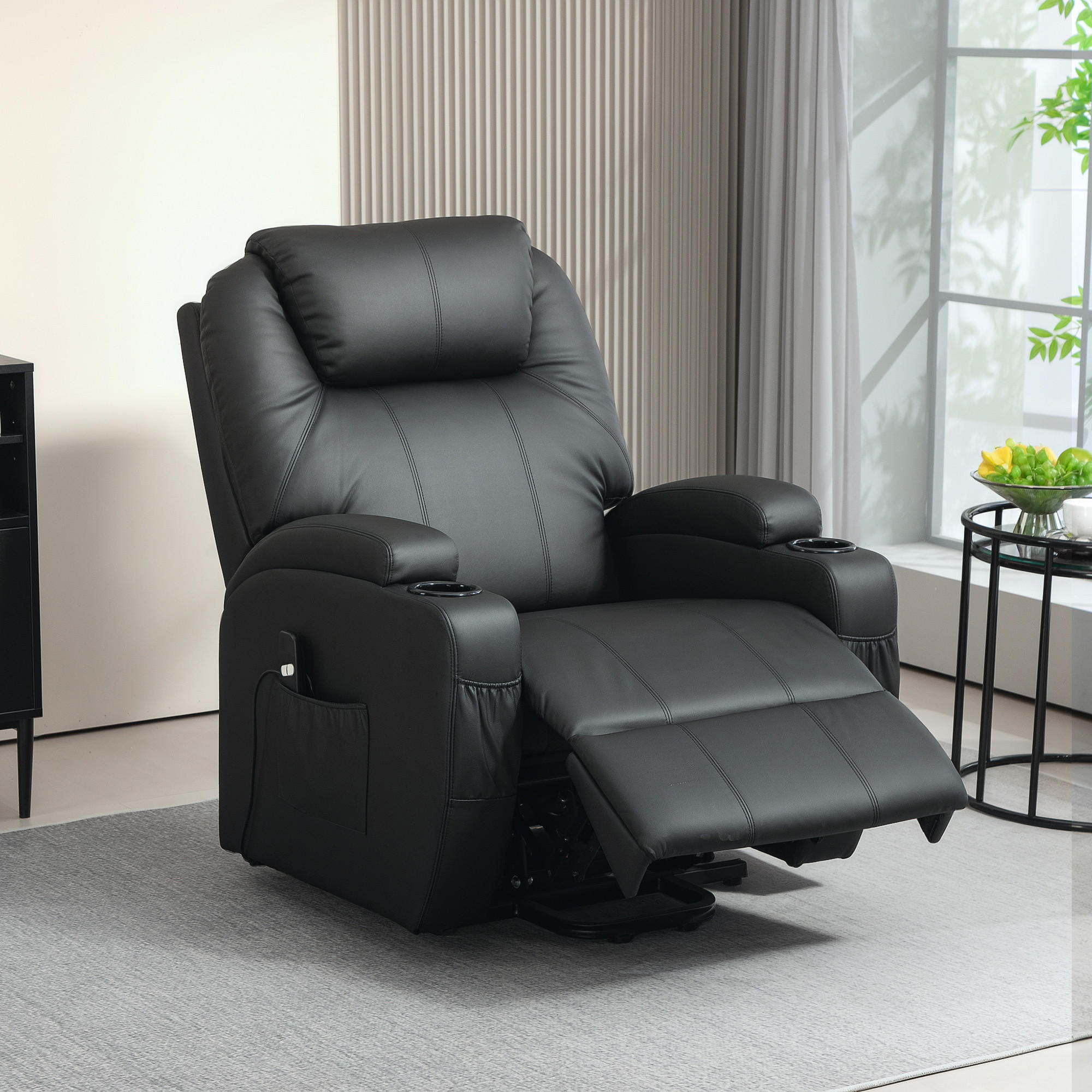 Thumbnail - Homcom Aufstehsessel, Schwarz, Kunststoff, 1-Sitzer, Füllung: Schaumstoff, 92x109x85 cm, Wohnzimmer, Sessel, Polstersess...