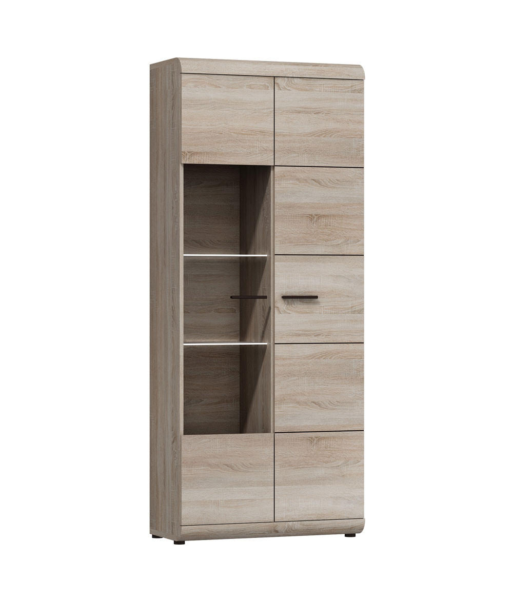 VITRINE Link Eiche Sonoma 80 / 37 / 194cm - Eichefarben/Sonoma Eiche, Holzwerkstoff/Kunststoff (80/194/37cm) - Feldmann-Wohnen