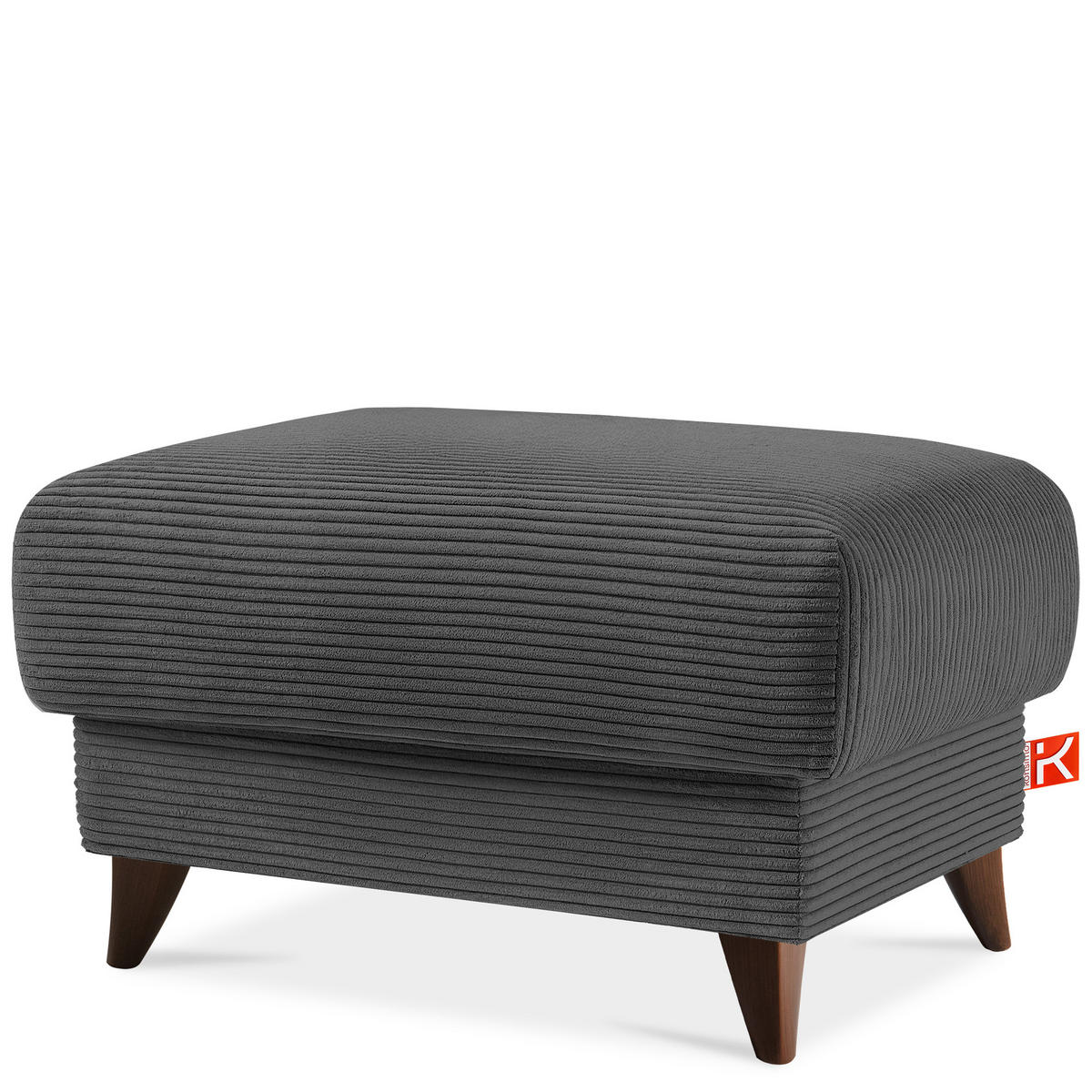 HOCKER GUSTAVO II, Dunkelgrau - Dunkelgrau/Braun, Holz/Holzwerkstoff (92/49/92cm) - KONSIMO®