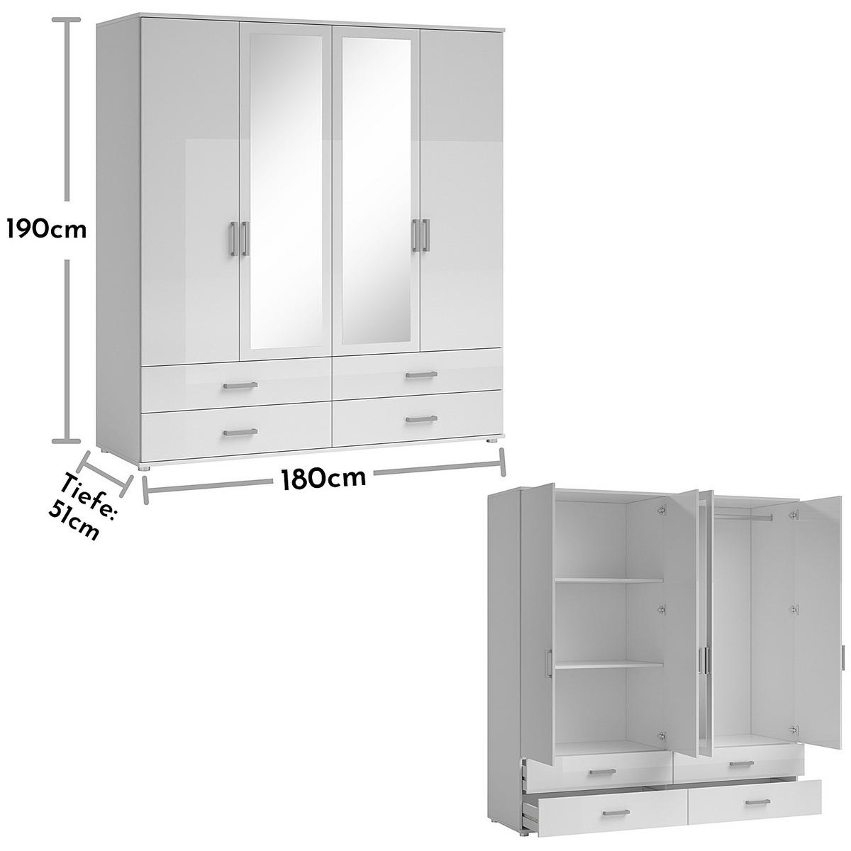 DREHTÜRENSCHRANK - Spanplatte - Silberfarben/Weiß, Holzwerkstoff/Kunststoff (180/190/51cm) - home24