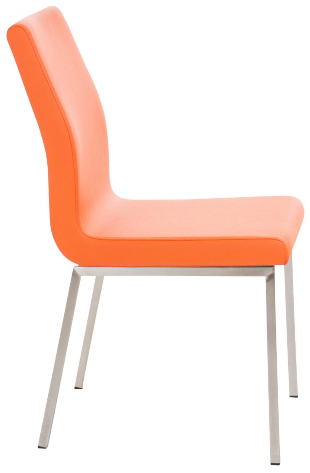 STUHL 2er Set Lederlook Orange - Edelstahlfarben/Orange, Textil/Metall (40/88/50cm) - CLP