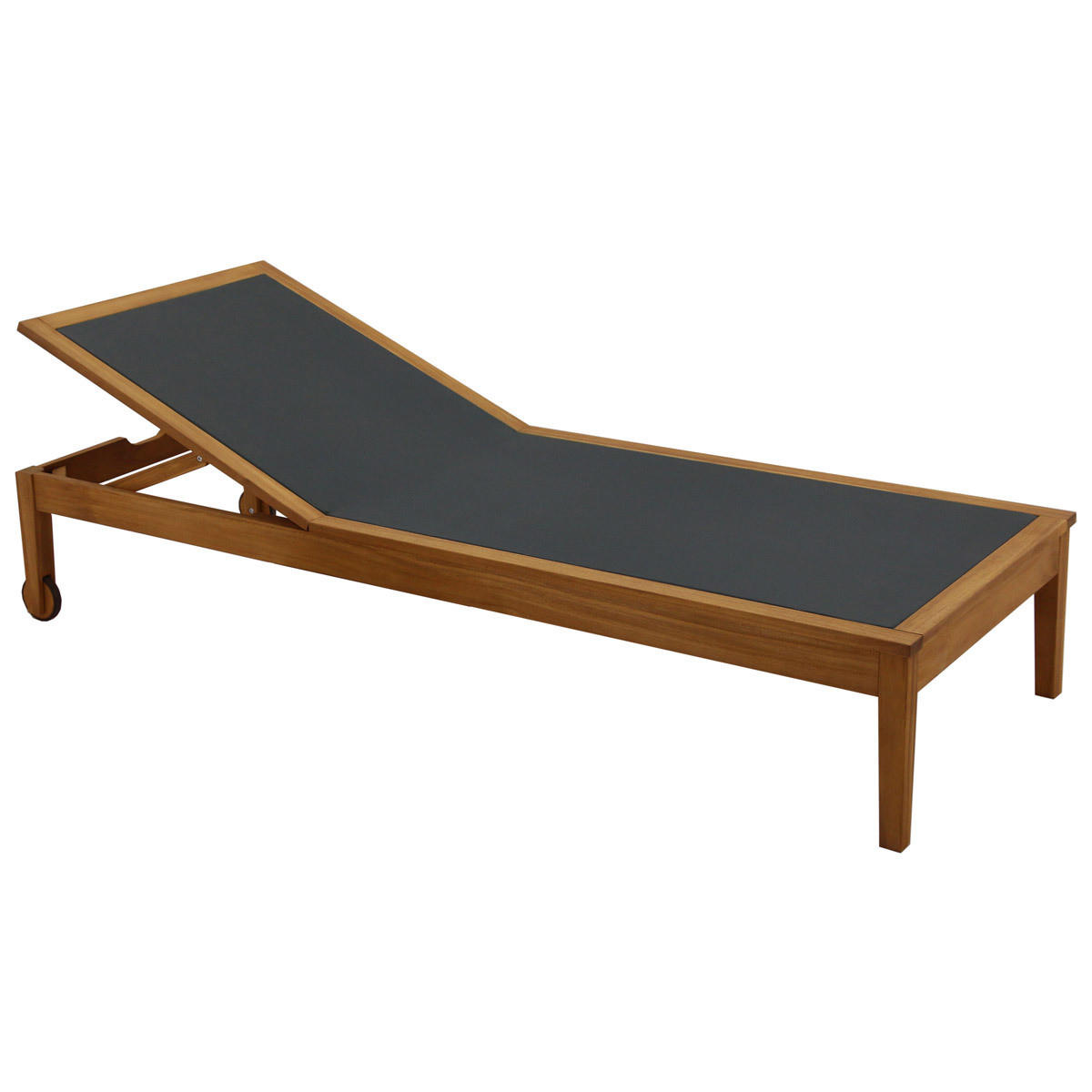 SONNENLIEGE Dunkelgrau Massivholz NAVEEN - Grau, Holz (75/100/195cm) - Miliboo