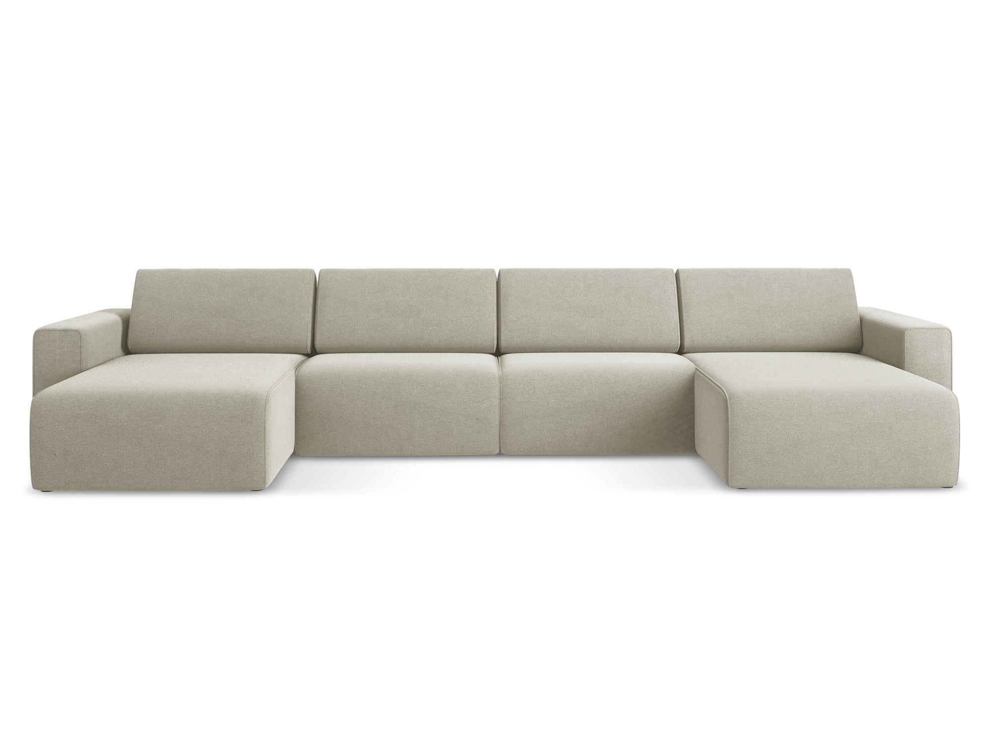 WOHNLANDSCHAFT Strukturstoff Stoff Beige - Beige/Creme, Kunststoff/Textil (404/80/167cm) - Makamii