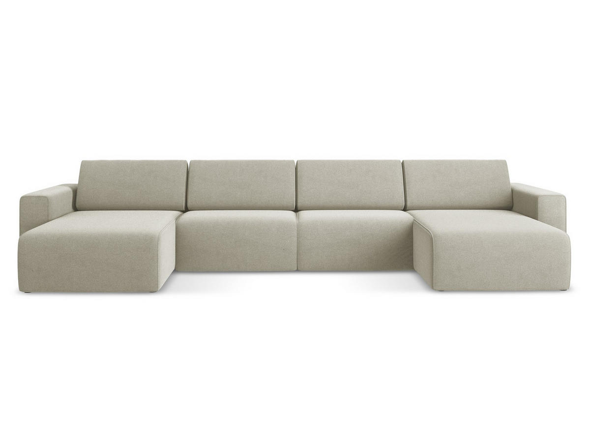 WOHNLANDSCHAFT Strukturstoff Stoff Beige - Beige/Creme, Kunststoff/Textil (404/80/167cm) - Makamii