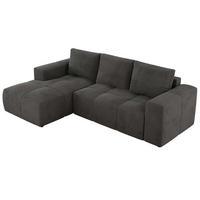 ECKSOFA MONIVA Dunkelgrau Velvet - Links - Dunkelgrau/Schwarz, Textil (164/266cm) - MKS