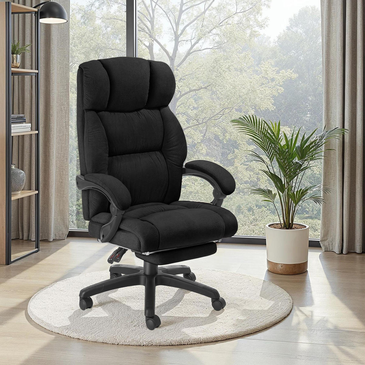 BÜROSTUHL Jillien,Belastbarkeit 120 kg,schwarz - Schwarz, Kunststoff (64/115/118cm) - tectake