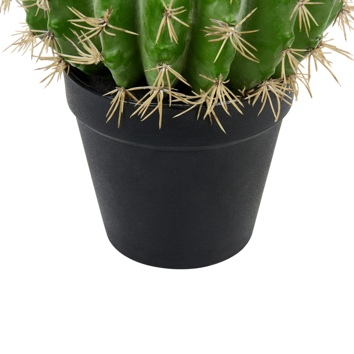 KÜNSTLICHE Topfpflanze 33 cm Grün/Schwarz Ball Cactus - Schwarz/Grün, Kunststoff (33cm) - Beliani