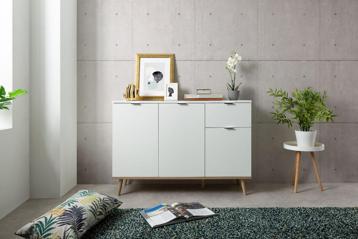 KOMMODE Göteborg 40/120/85 cm - Weiß, Holzwerkstoff (120/85/40cm) - Finori GmbH