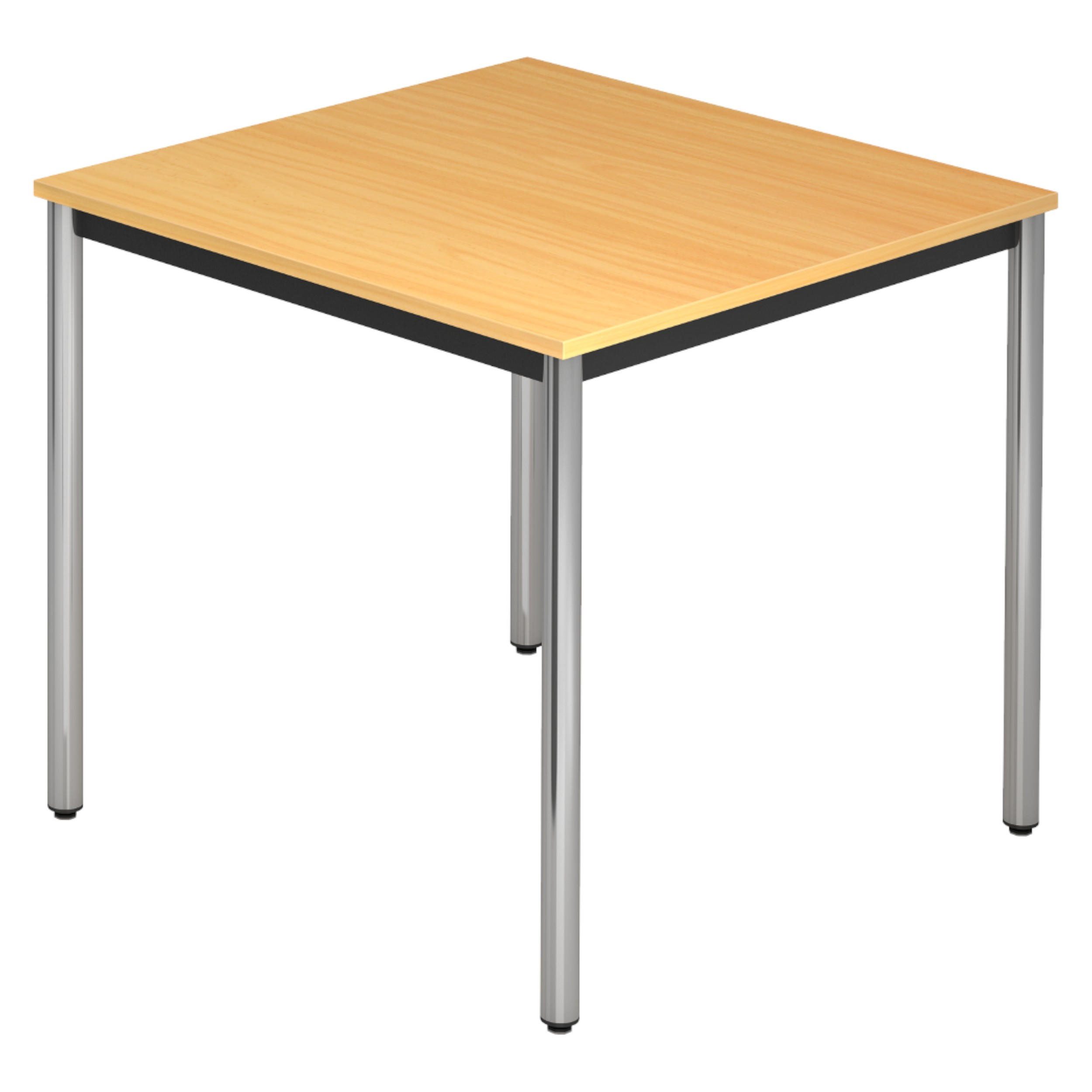 BESPRECHUNGSTISCH Serie-D 80/80/72 cm in Buchefarben/Rundrohr verchromt - Chromfarben/Buchefarben, Holzwerkstoff (80/80/72cm) - bümö