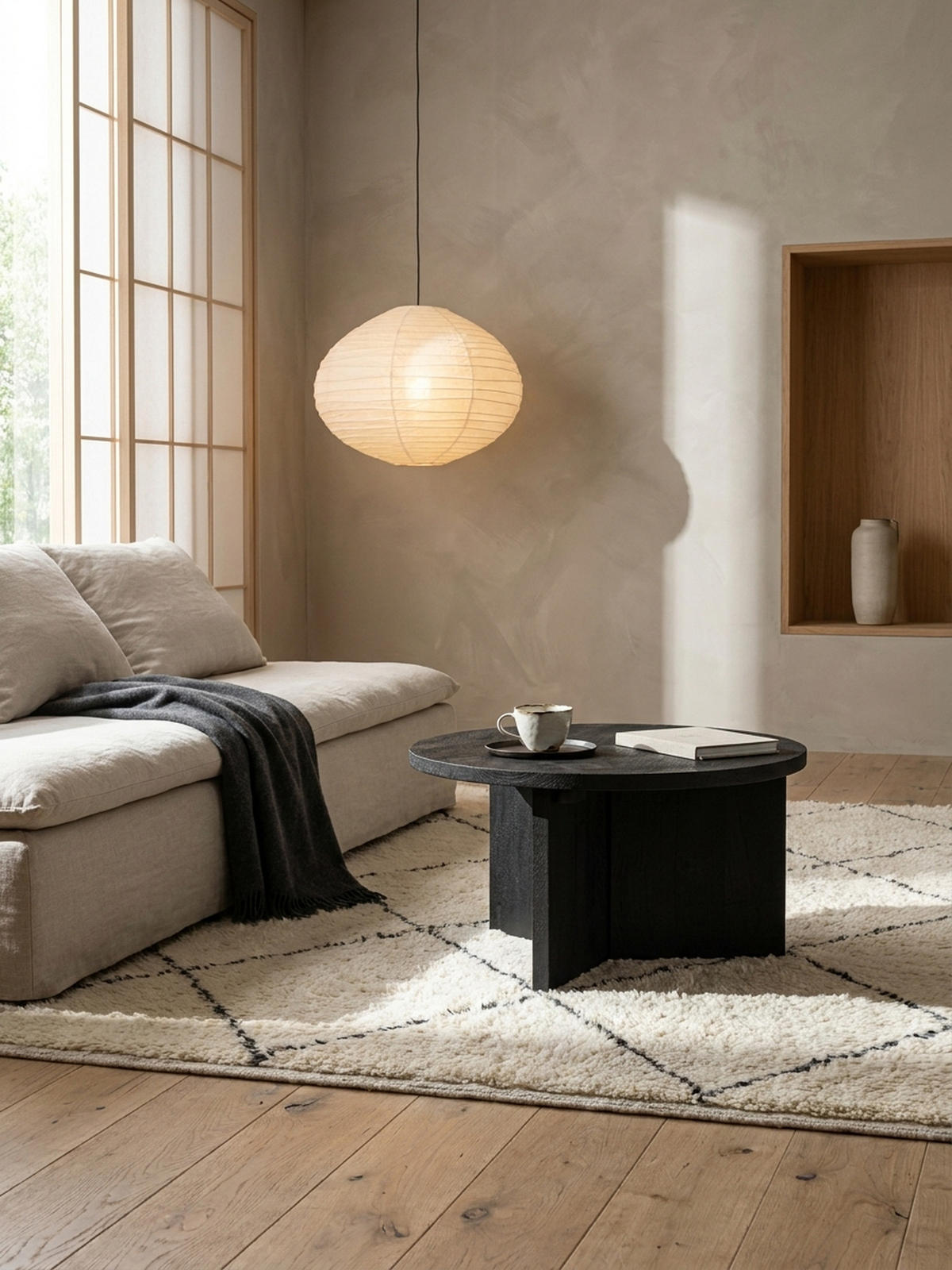 COUCHTISCH rund in Schwarz, aus Massivholz Mango, 60x60x33cm, Dreibein-Design, mit Naturholzmaserung - Schwarz, Holz (60/60/33cm) - KADIMA DESIGN
