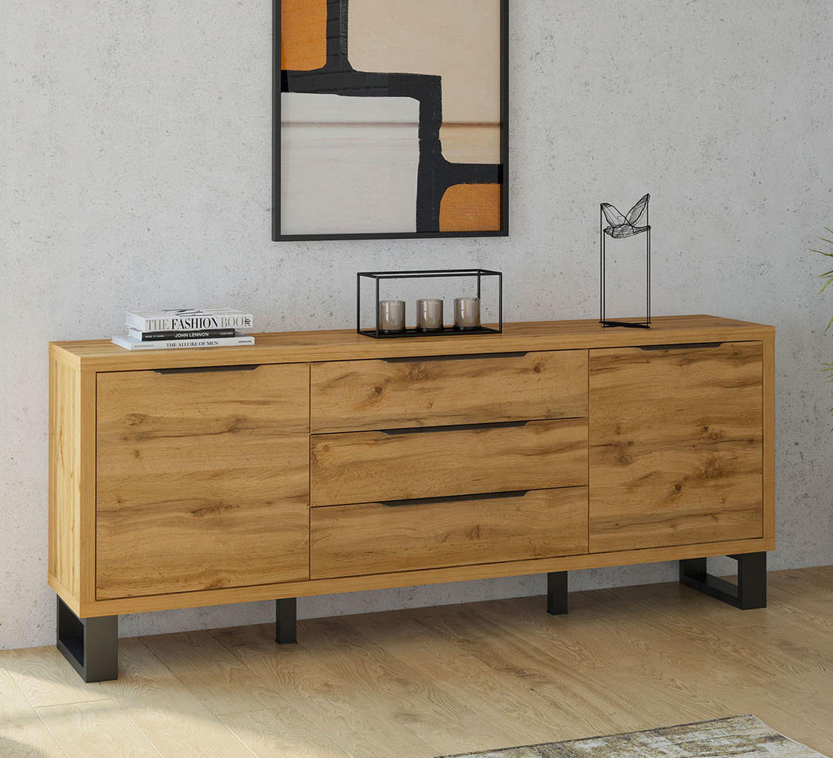 KOMMODE Halle Wotan Eiche 200 / 45 / 80 cm - Eiche Wotan/Braun, Holz/Holzwerkstoff (200/80/45cm) - Feldmann-Wohnen