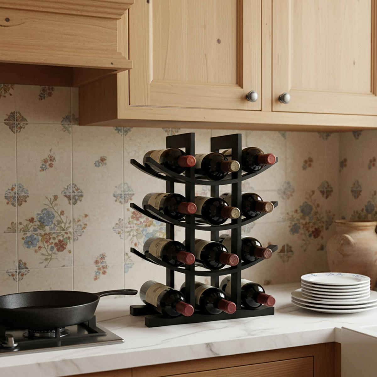 WEINREGAL - Schwarz, Holz (30/14.5/41cm) - Relaxdays