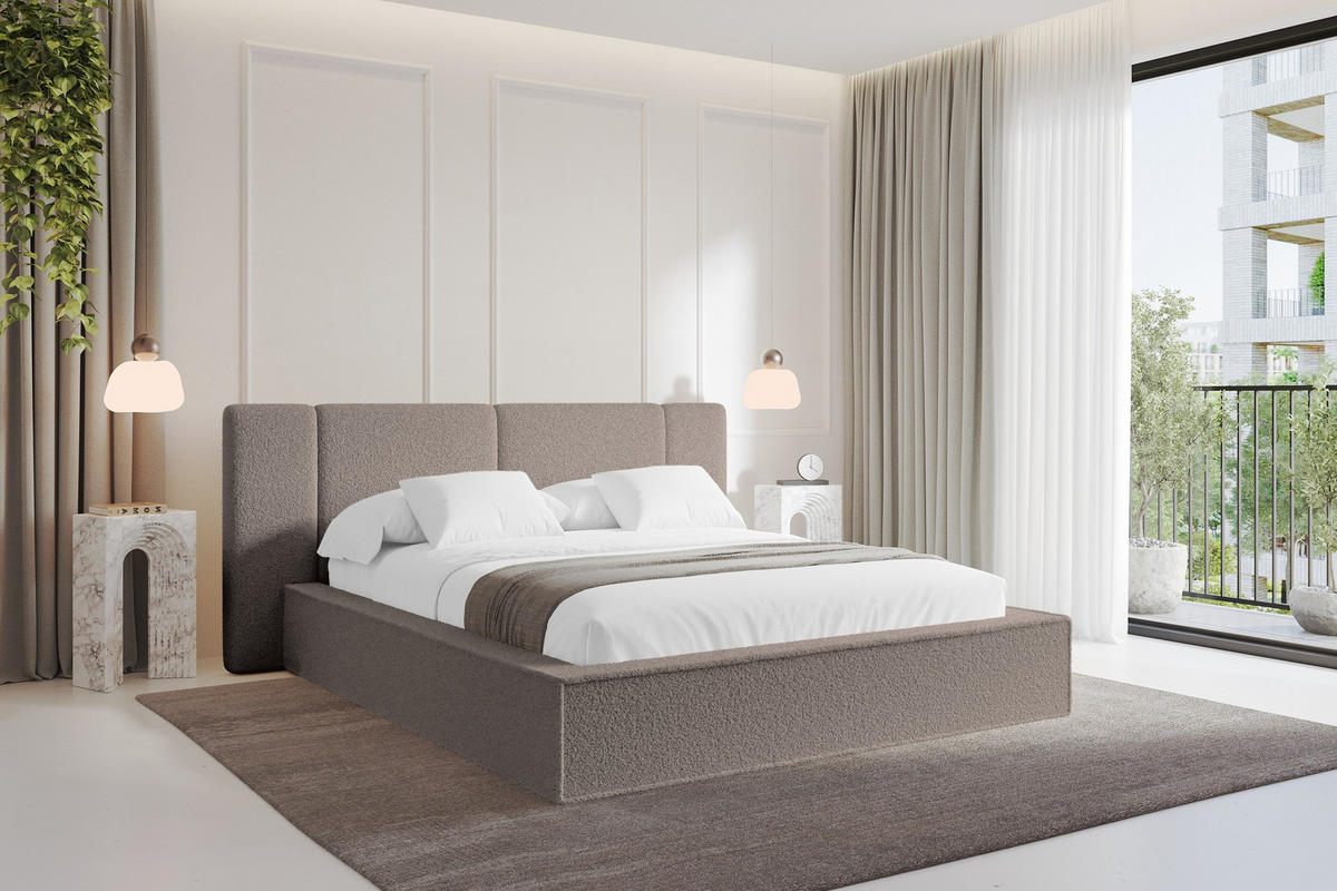 POLSTERBETT mit Bettkasten und Lattenrost, Bett mit Matratze H3/H4 - RIVO 120x200 Braun - Braun, Holzwerkstoff/Textil (120/200cm) - ALTDECOR