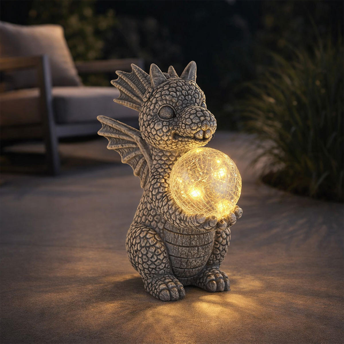 LED AUSSENLEUCHTE Drache Grau 2x - Grau, Glas (19/13.5/27.5cm) - Globo Lighting