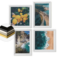 WANDBILDER 4er-Set - 50x50 cm & 40x60 cm Weißer Rahmen - Meerstrand Zitronen Berge - Weiß, Kunststoff (50/50cm) - ArtPrintCave