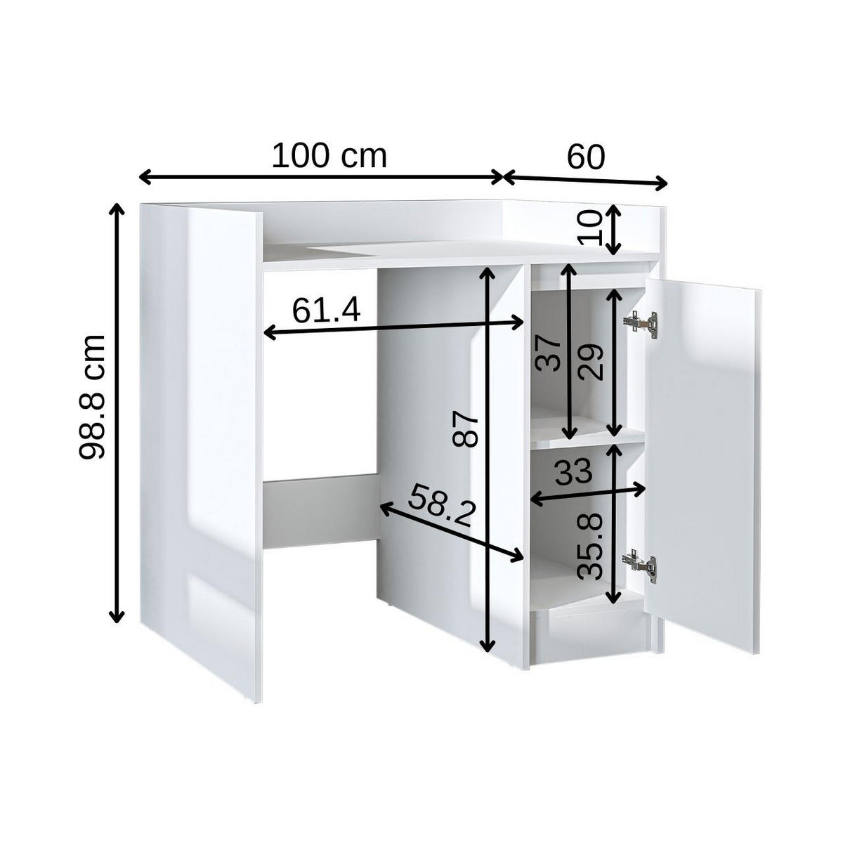 WASCHMASCHINENSCHRANK DERIN-II 100cm Breit, 99cm Hoch - Weiß, Holzwerkstoff (100/99/60cm)
