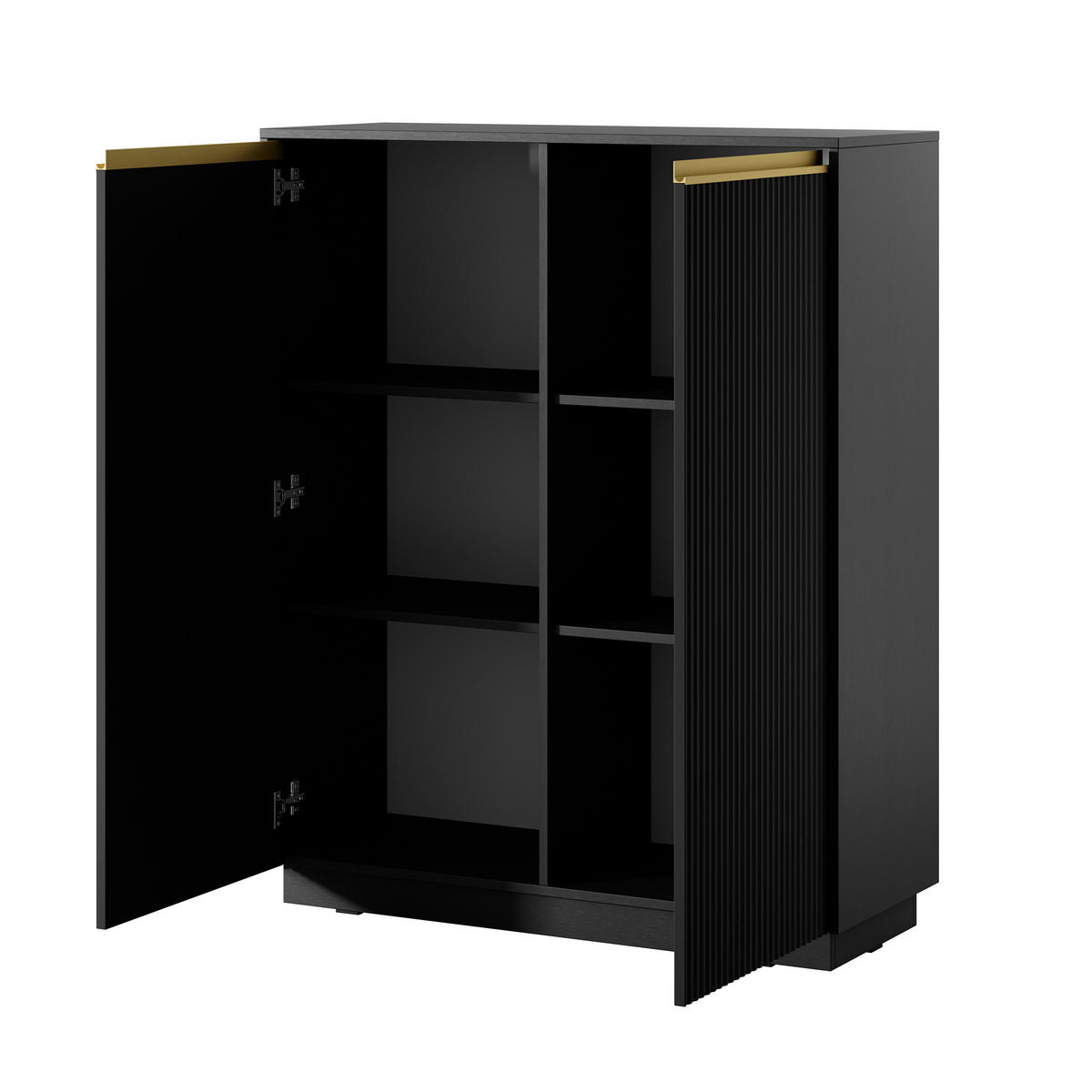 HIGHBOARD MAESTRO 104/127/39 cm mit 2 Türen Schwarz - Schwarz, Holzwerkstoff (104/127/39cm) - MASSENO