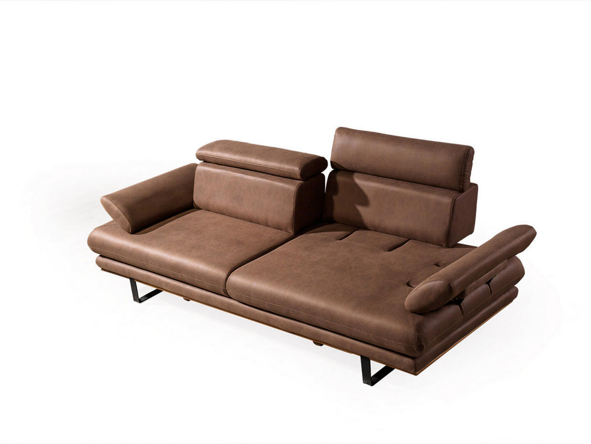 3 Sitzer SOFA Energy Samt Braun - Braun, Textil/Metall (205/80/100cm) - Villa Möbel
