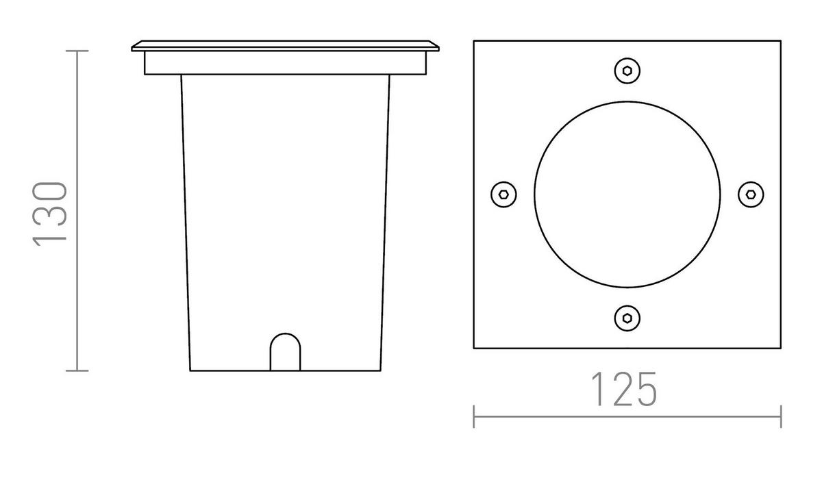 AUSSENLEUCHTE RIZZ SQ 125 stainless steel Edelstahl 7 W IP67 - Edelstahlfarben, Metall (125/125/12cm) - Rendl