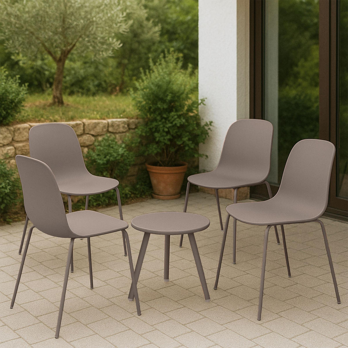 GARTENSITZGRUPPE Kunststoff Taupe - Taupe, Kunststoff - CLP