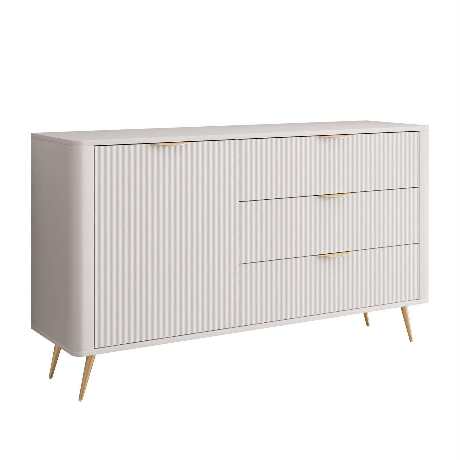 SIDEBOARD SCARLETT 138 1D3S MIT SCHUBLADEN BEIGE + GOLD - Beige, Holzwerkstoff (138/81/38cm) - Lookway