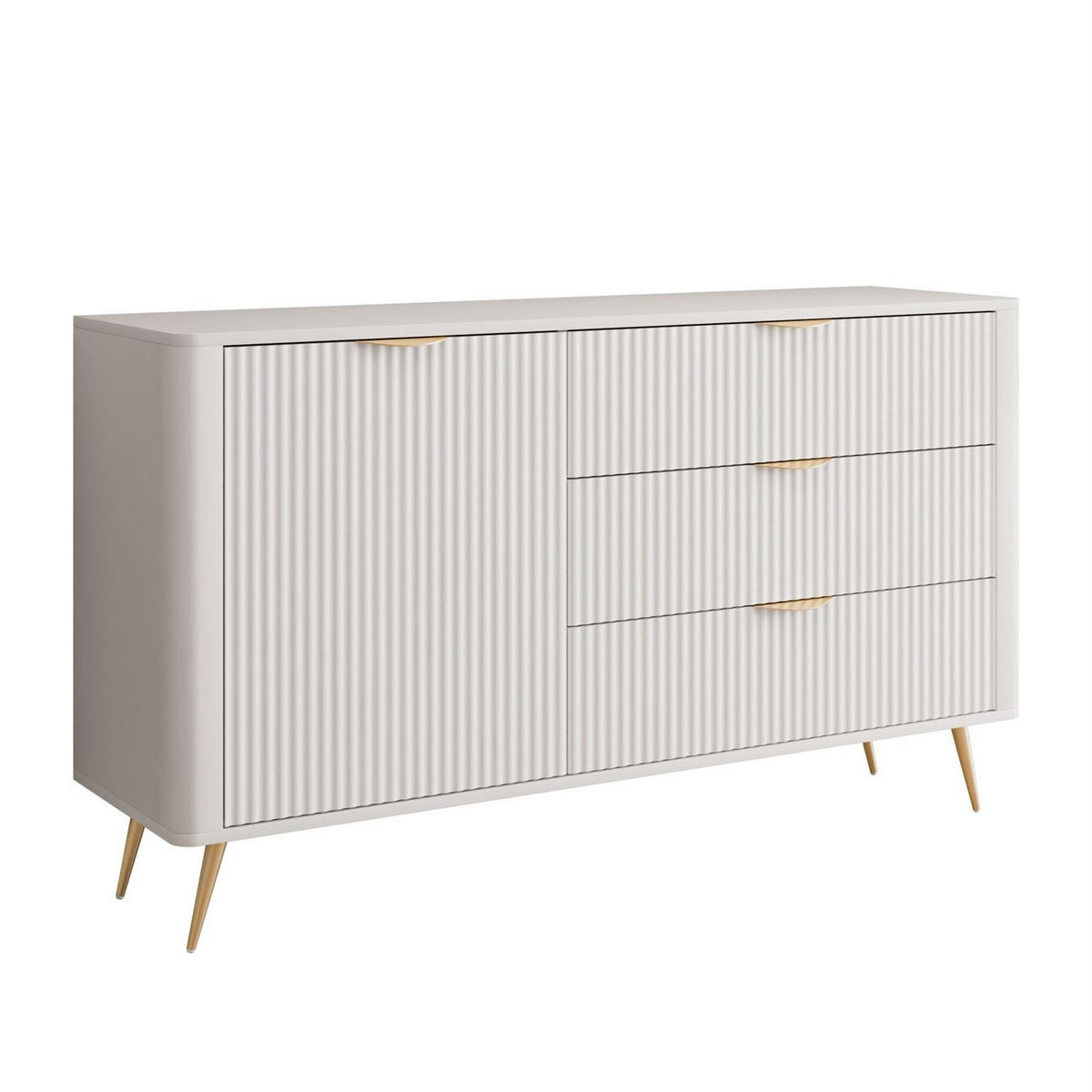 SIDEBOARD SCARLETT 138 1D3S MIT SCHUBLADEN BEIGE + GOLD - Beige, Holzwerkstoff (138/81/38cm) - Lookway