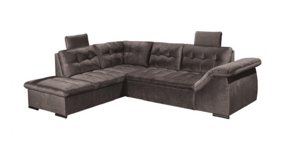 ECKSOFA mit Schlaffunktion und Bettkasten - Dunkelgrau, Kunststoff/Textil (283/217cm) - ed exciting design